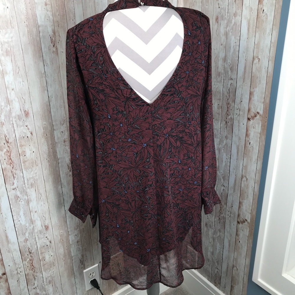 ASTR sz L long sleeve cutout floral tunic dress - Picture 4 of 8
